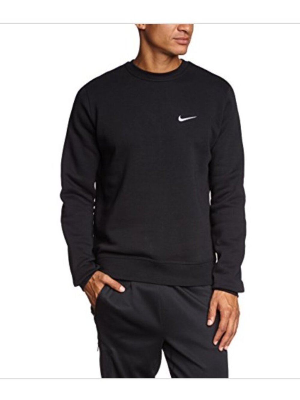 Nike Club Men Fleece Crewneck Sweatshirt Black Size L Embroidered Logo FN3864010